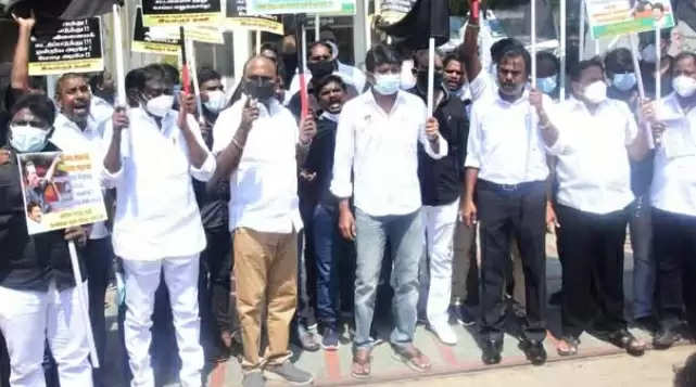 DMK and allied parties protest against the central government.